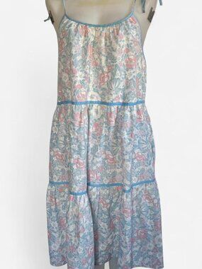 Vintage Monte Carlo tiered pink and blue floral babydoll dress